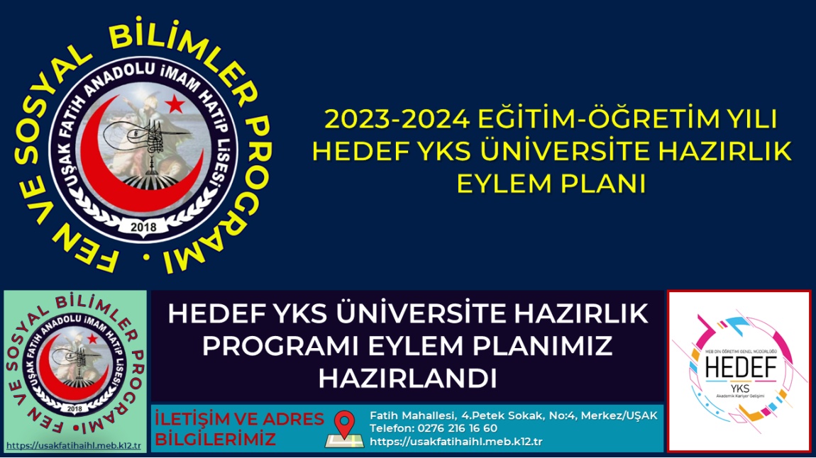 HEDEF YKS ÜNİVERSİTE HAZIRLIK PROGRAMI EYLEM PLANIMIZ HAZIRLANDI