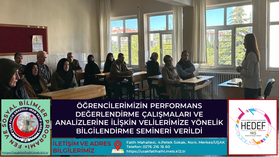 ÖĞRENCİLERİMİZİN PERFORMANS DEĞERLENDİRME ÇALIŞMALARI VE ANALİZLERİNE İLİŞKİN VELİLERİMİZE YÖNELİK BİLGİLENDİRME SEMİNERİ VERİLDİ