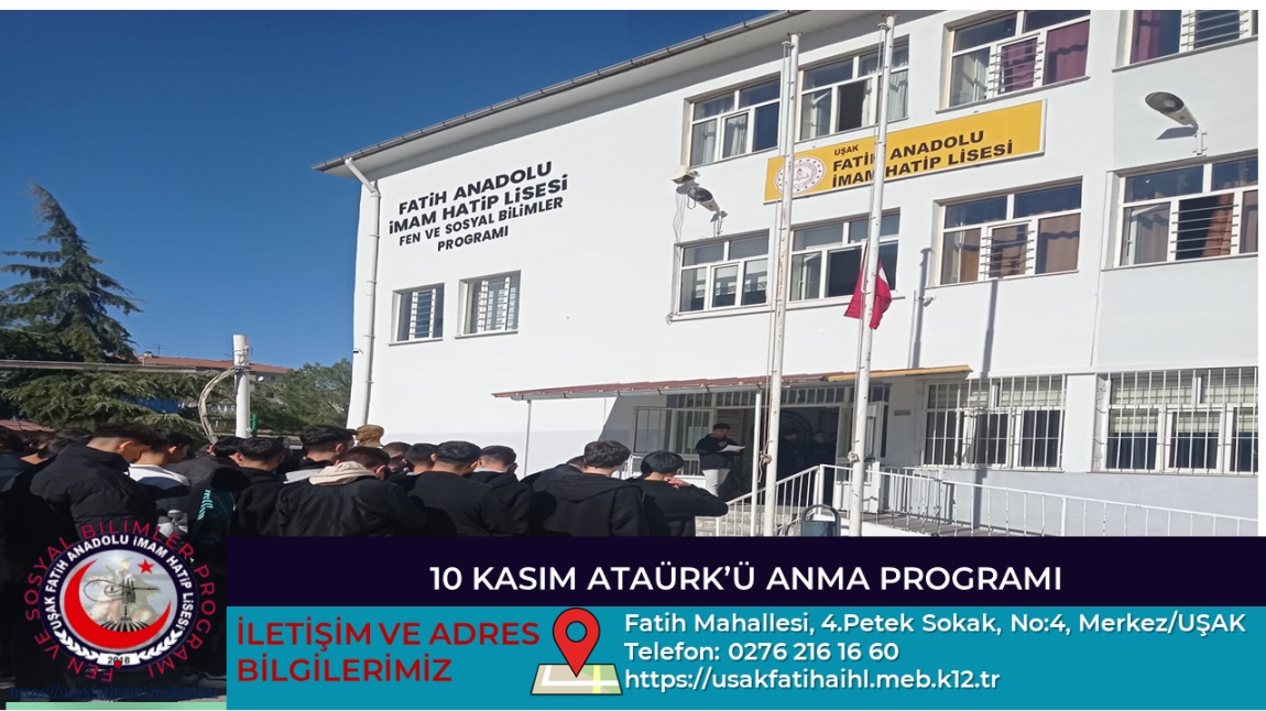 10 KASIM ATATÜRK'Ü ANMA PROGRAMI