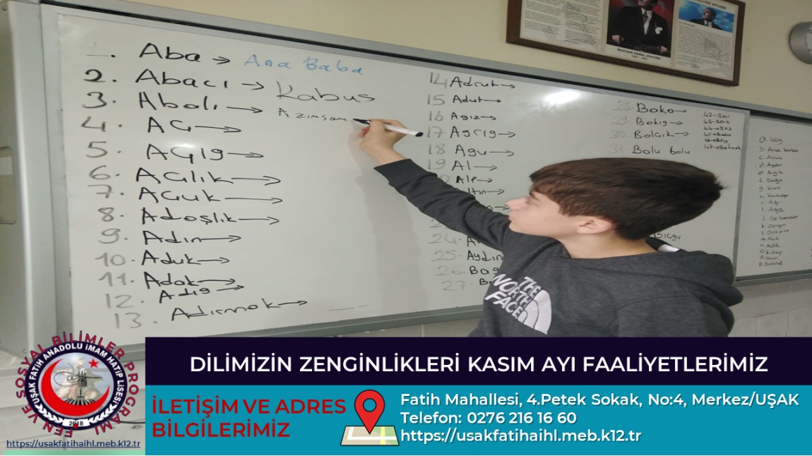 DİLİMİZİN ZENGİNLİKLERİ KASIM AYI ETKİNLİKLERİ