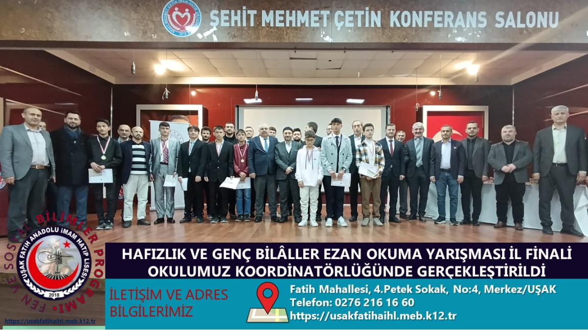 GENÇ BİLÂLLER EZAN OKUMA VE HAFIZLIK YARIŞMASI İL FİNALİ OKULUMUZ KOORDİNATÖRLÜĞÜNDE GERÇEKLEŞTİRİLDİ