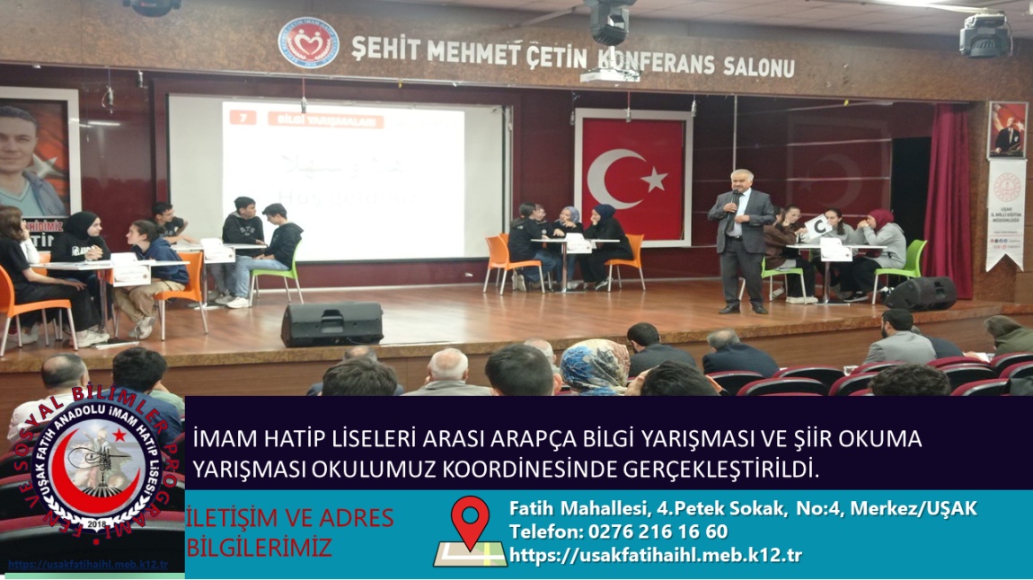 İMAM HATİP LİSELERİ ARASI ARAPÇA BİLGİ YARIŞMASINDA OKULUMUZ İL BİRİNCİSİ OLDU.